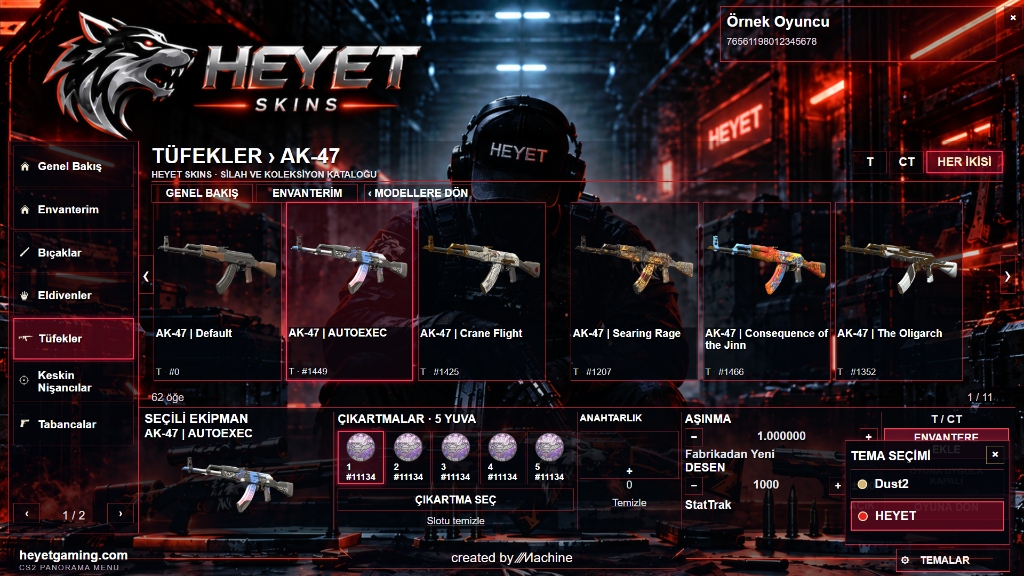 CS2 HEYET Skins Panorama Menü Kırmızı Tema